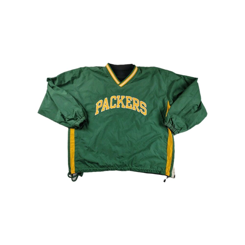 Vintage 90'S Starter Nfl Packers Pro Line Reversible Pullover Jacket L Stained G